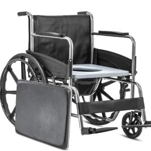 wheelchair with attached commode